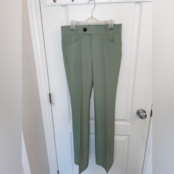 ERNEST W. BAKER PT14 FLARE TROUSERS PASTEL GREEN - Picture 3 of 6